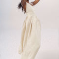 Dress for Women – Midi – Light and Breathable – V-Neckline – Open Back – Slit – Adjustable Straps