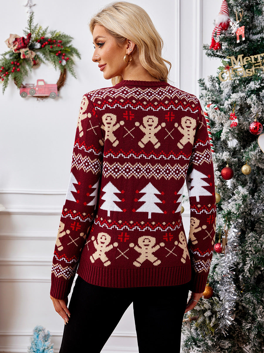 Relaxed Fit Jacquard Knit Sweatshirt Pullover