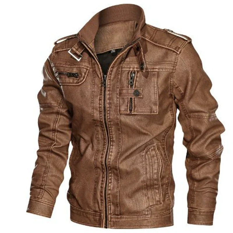 Faux Leather Slim Fit Utility Jacket