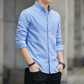 Men's Shirt with Long Sleeves – Slim Fit – Oxford Weave – Button Closure – Chest Pocket