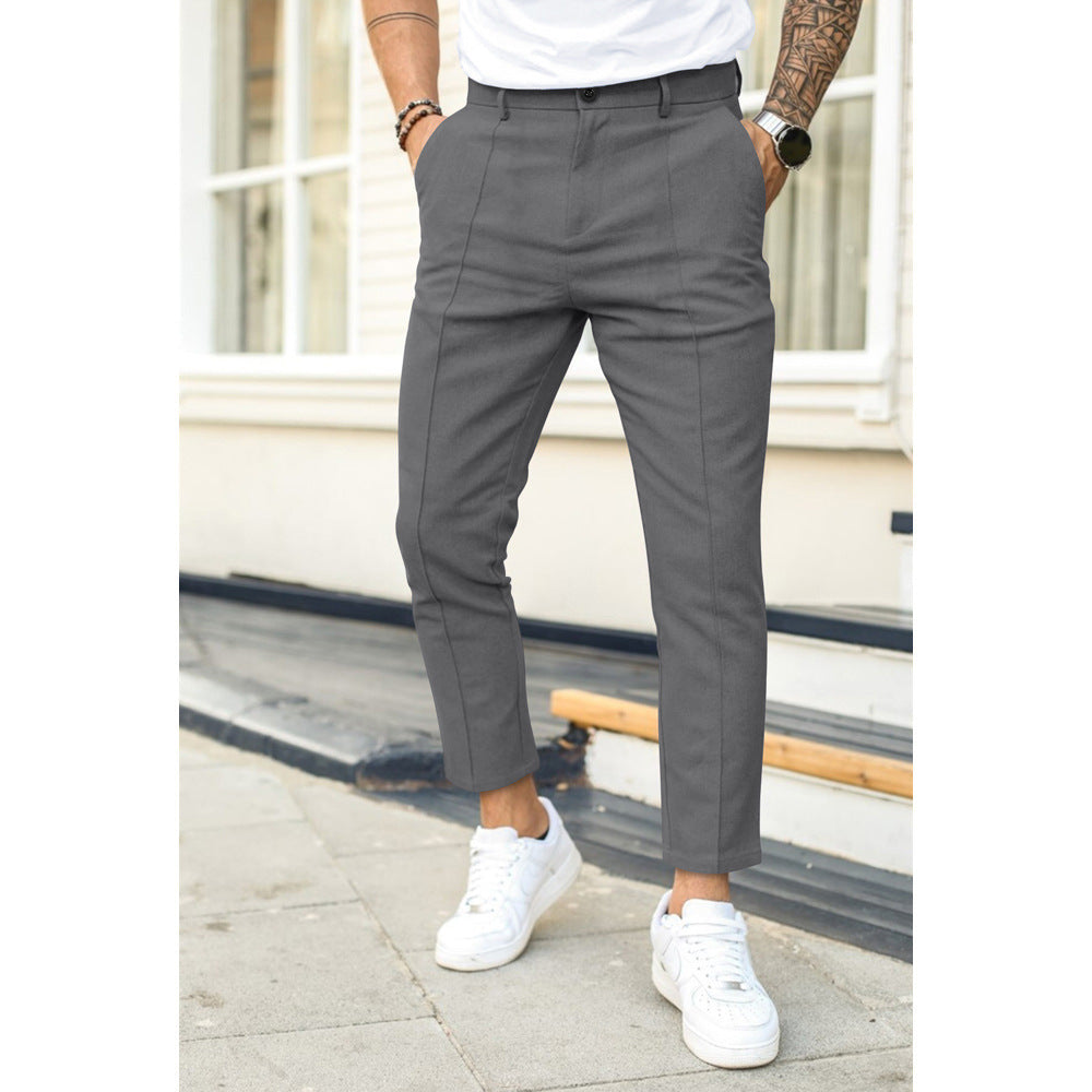 Slim Fit Ankle Length Double Pleat Trousers