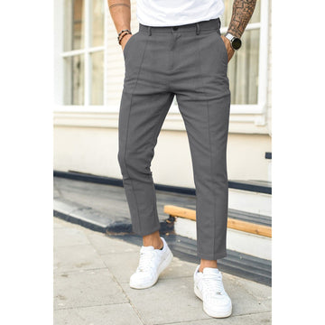 Slim Fit Ankle Length Double Pleat Trousers