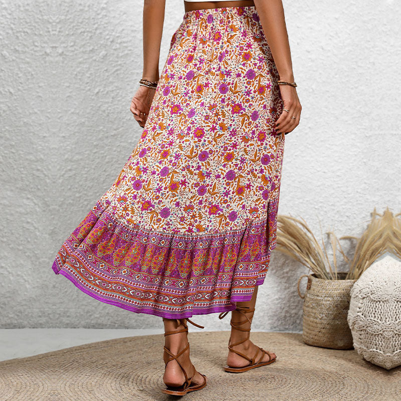 Elastic Waist Floral Paisley Tulle Skirt