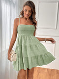 Dress for Women – Smocked Bodice – Sleeveless A-line – Light and Breathable – Short with Ruffles
