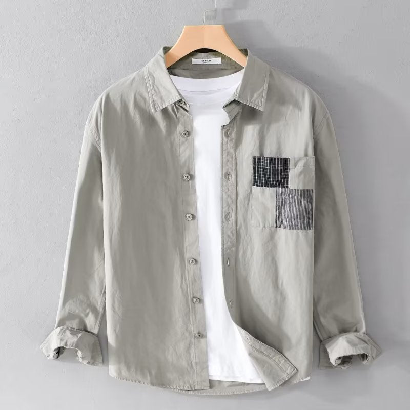 Relaxed Fit Cotton Blend Long Sleeve Shirt