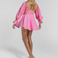 Dress for Women – Mini – Cotton – V-Neck – Gingham – Balloon Sleeves – Ruffle Hem