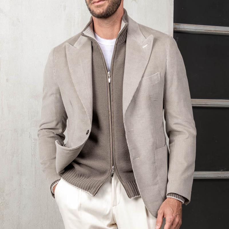 Tailored Corduroy Knit Layer Blazer