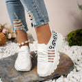 Women's Sneakers – Breathable Flyknit – Low Profile – Leopard Details – Wavy Sole