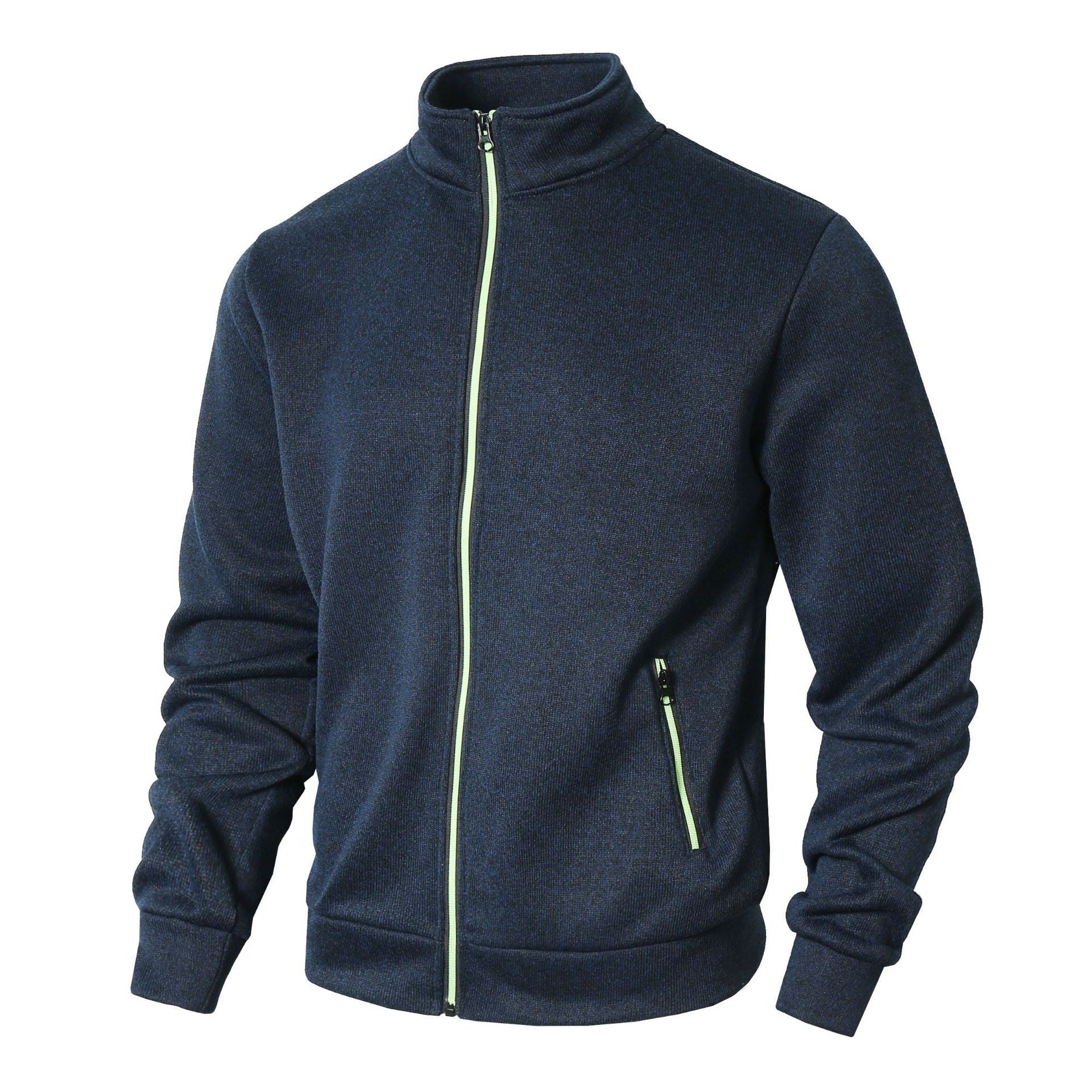 Men's Jacket with Zipper – Regular Fit – Fleece Lining – Stand Collar – Zipper Pockets