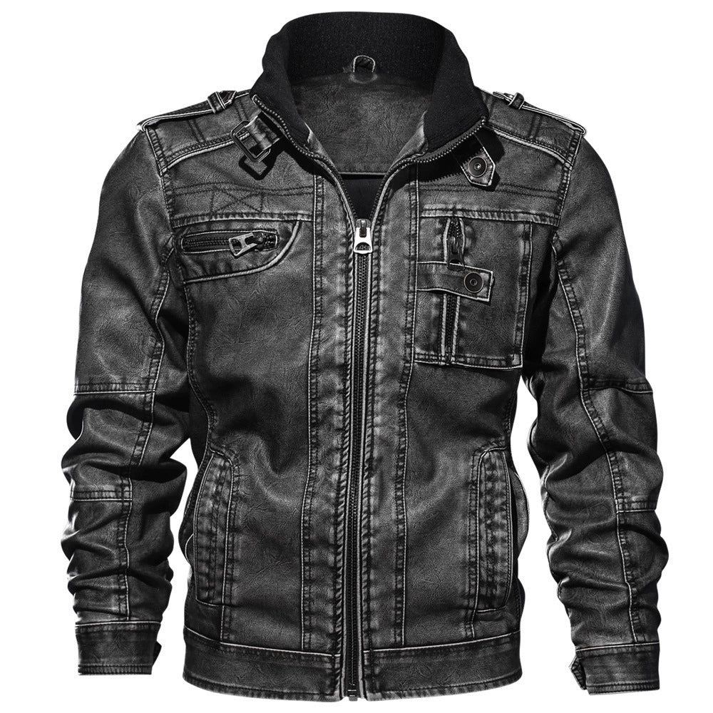 Faux Leather Slim Fit Utility Jacket
