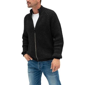 Chunky Knit Wool Blend Full-Zip Cardigan