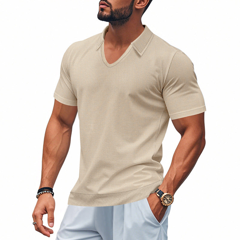 Herre polo T-shirt – V-hals – Afslappet pasform – Åndbar bomuld – Minimalistisk stil