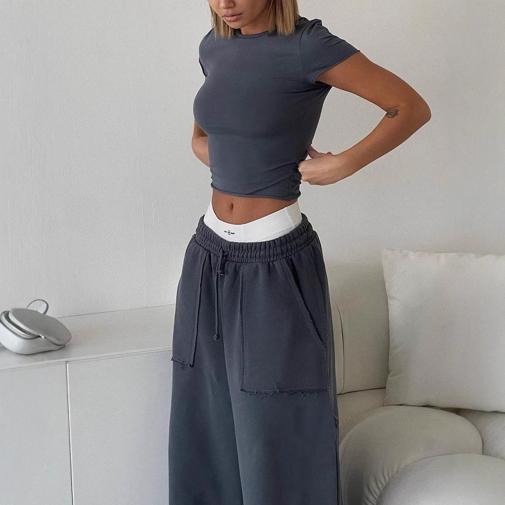 Unisex sweatpants – afslappet pasform – bred ben – bomuldsblanding – store lommer