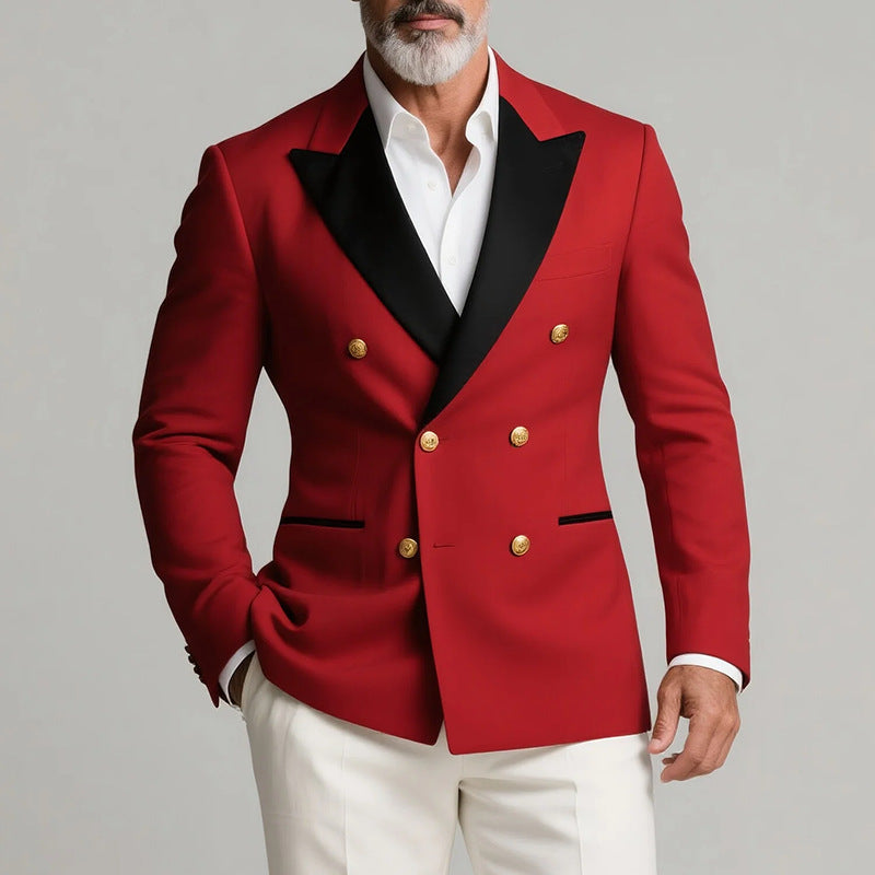 Double-Breasted Wool Blend Tuxedo Jacket