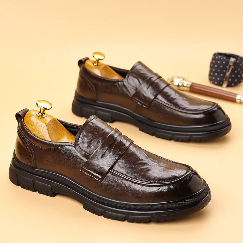 Leather Penny Strap Slip-On Loafers
