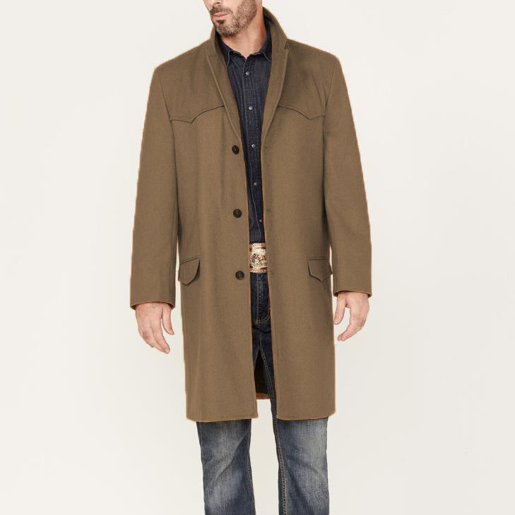 Tailored Wool Blend Knee Length Overcoat