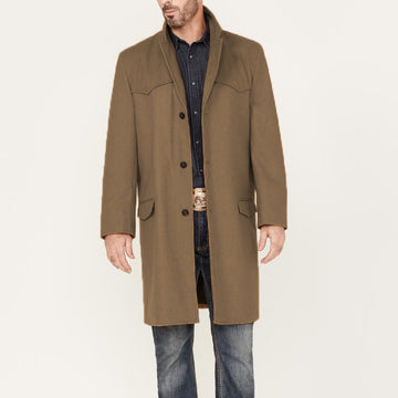 Tailored Wool Blend Knee Length Overcoat