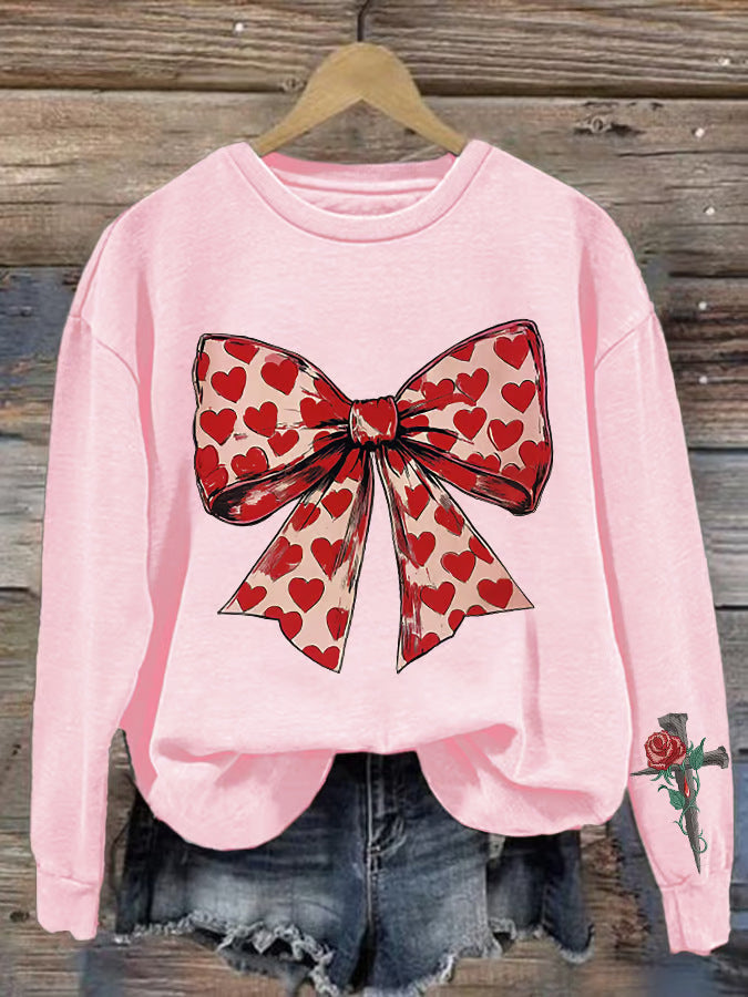 Oversized Bow Graphic Print Sweatshirt