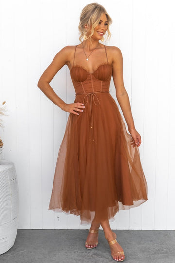 Mesh Overlay Slim A-line Evening Dress