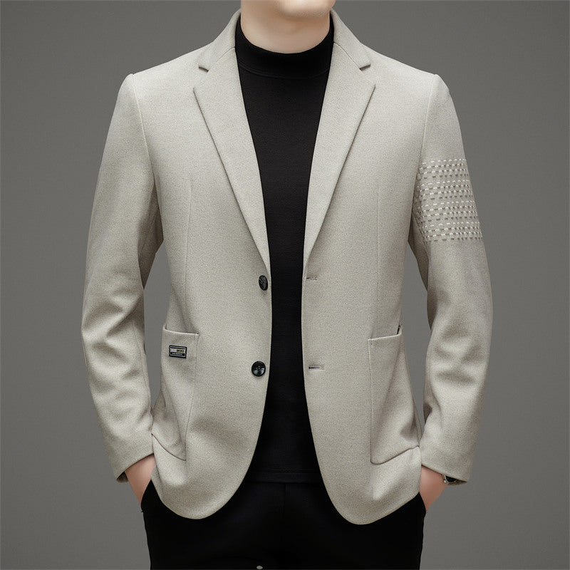 Embroidered Slim Fit Wool Blend Blazer