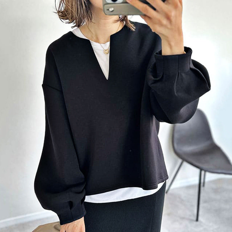 Airy Cotton Oversized Fit V-Neck Top