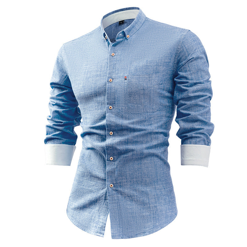 Men's Shirt – Slim Fit – Cotton/Linen – Long Sleeves – Versatile and Breathable