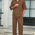 Men's set with shirt and pants – relaxed fit – light cotton – short sleeve