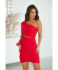 Dress for women – Bodycon fit – One shoulder – Asymmetric cut – Sequin sleeve