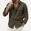 Men's Shirt with Long Sleeves – Regular Fit – Cotton Blend – Button Closure – Chest Pockets