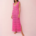 Dress for Women – Knit – Slim Fit – Sleeveless – Open Knit with Side Slit