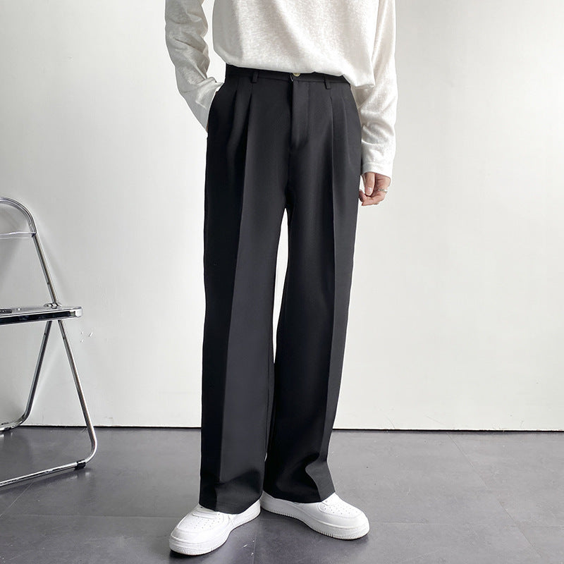 Men's Trousers – Straight Leg – Relaxed Fit – Pleated Front – Full Length