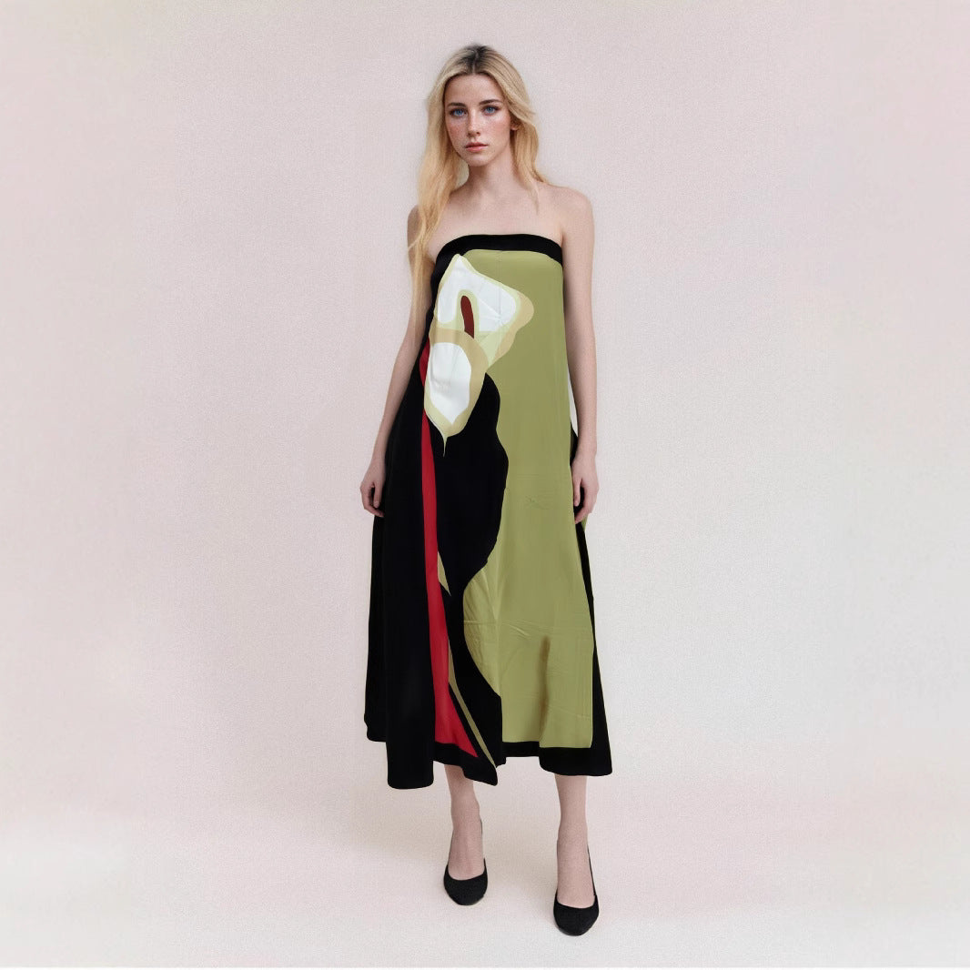 Lightweight Strapless Flowing Midi Dress