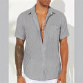 Men's Shirt – Cotton Blend – Relaxed Fit – Short Sleeves – Striped
