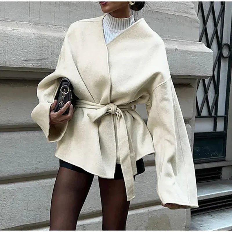 Oversized Belted Wool Feel Wrap Coat