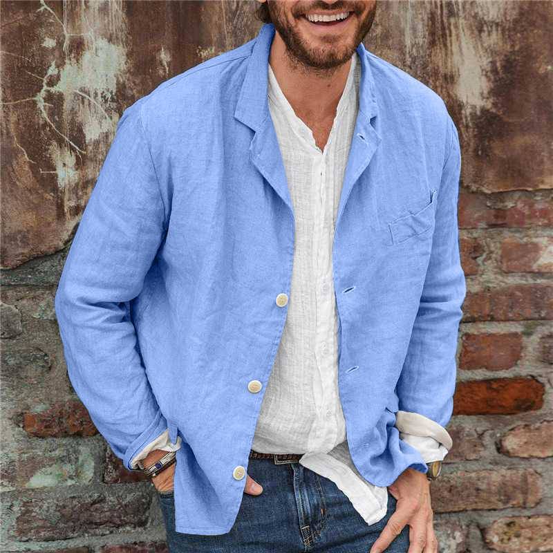 Men's Blazer – Cotton Linen Mix – Relaxed Fit – Lightweight and Breathable Long-Sleeved