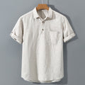 Men's polo shirt – linen – relaxed fit – short sleeve – chest pocket