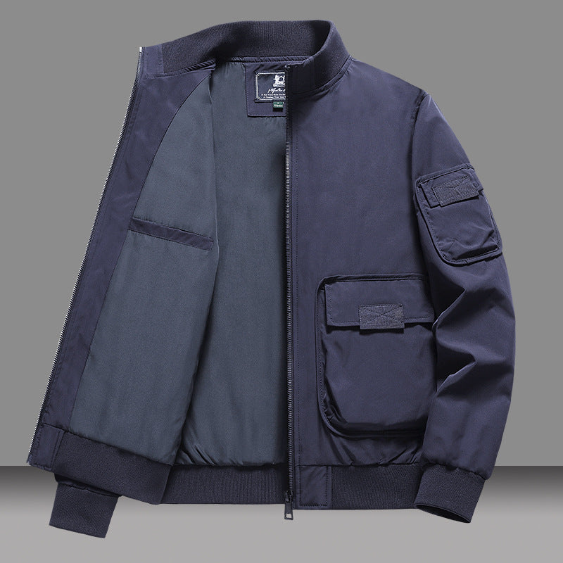 Men’s Bomber Jacket – Relaxed Fit – Wind-Resistant – Patch Pockets – Full Zip