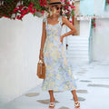 Women's Midi Dress - Floral - Sweetheart Neckline - Tie Straps - Light and Breathable