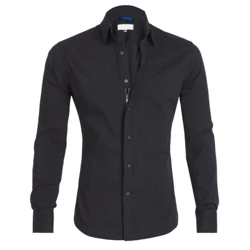 Men's Shirt – Slim Fit – Breathable Blend – Zipper Closure – Smart Casual