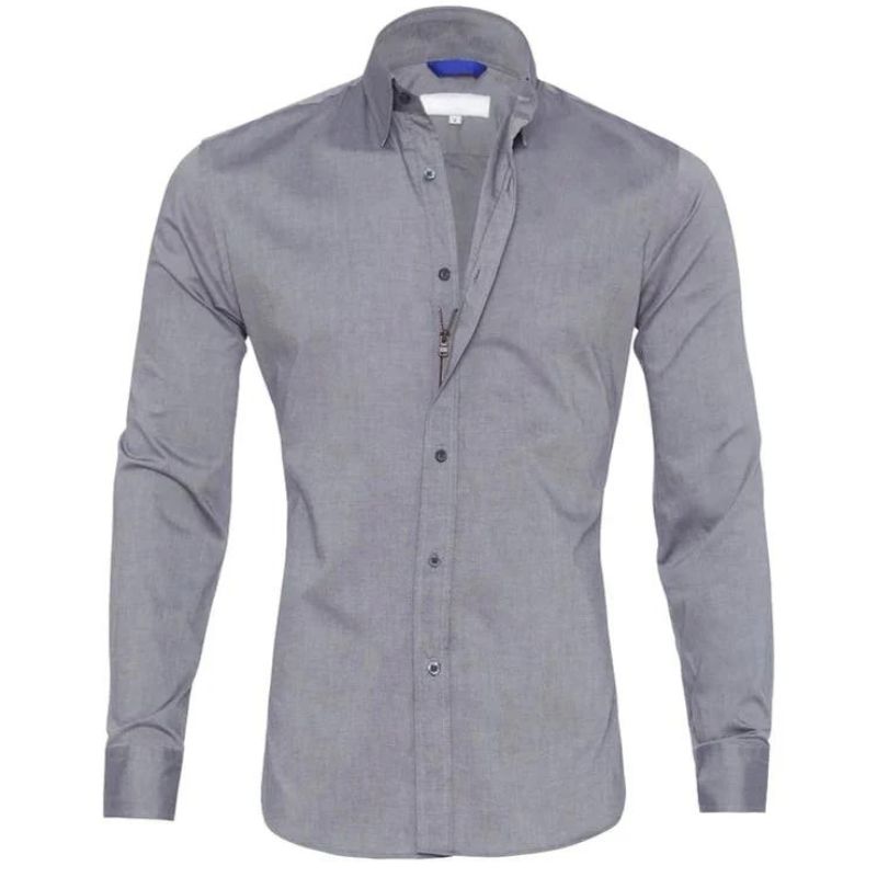 Men's Shirt – Slim Fit – Breathable Blend – Zipper Closure – Smart Casual