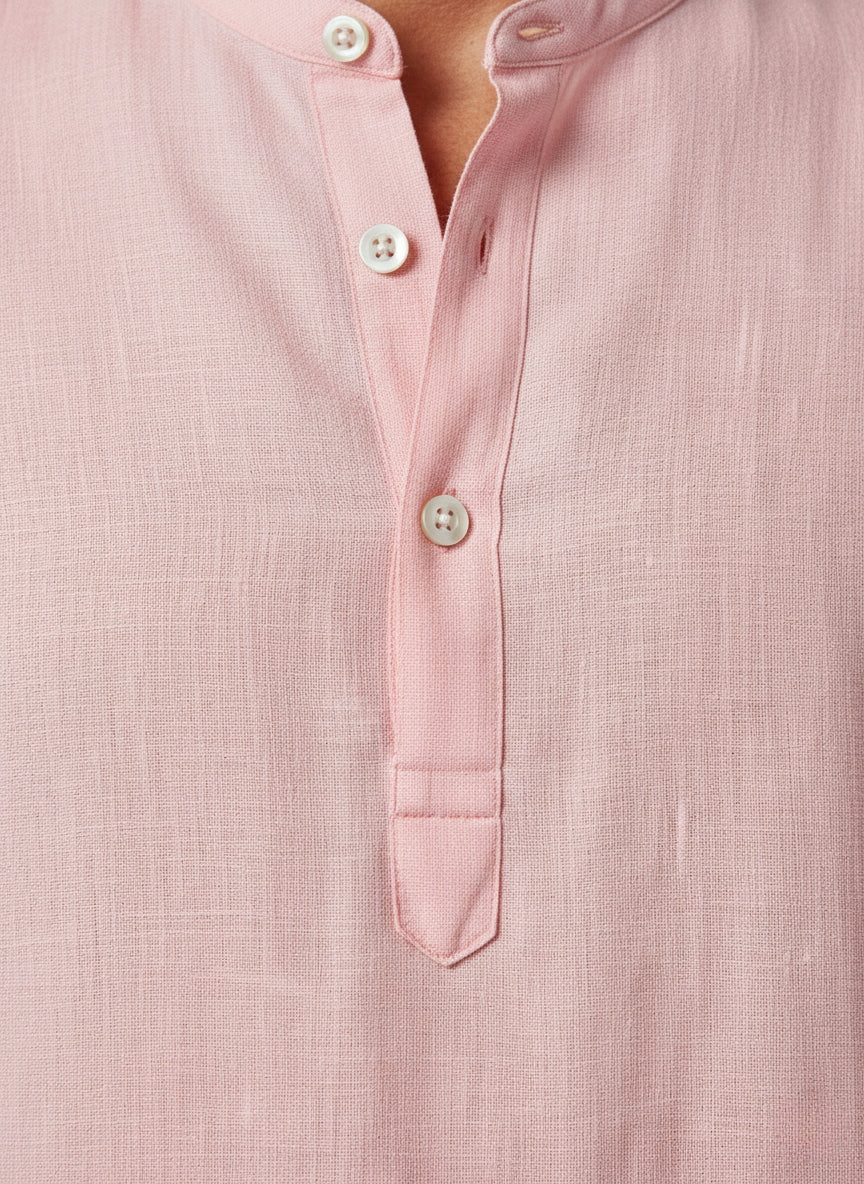 Men's Shirt – Linen – Relaxed Fit – Mandarin Collar – Lightweight and Breathable