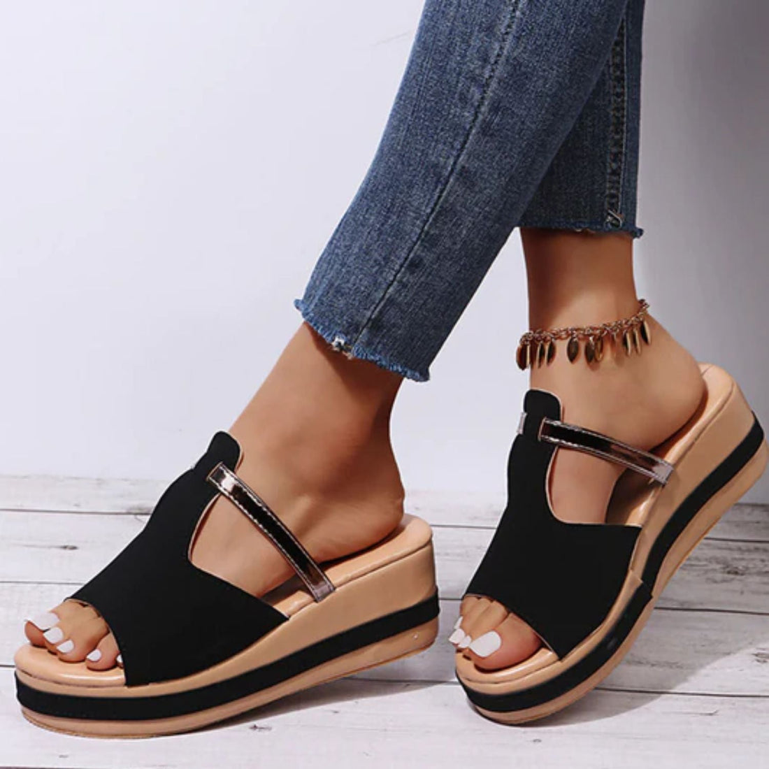 Comfort Slip-On Wide Strap Platform Sandals