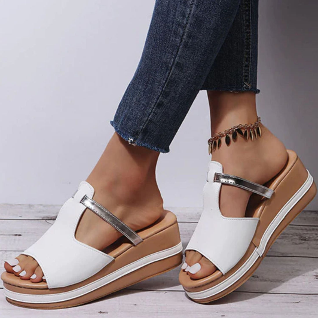 Comfort Slip-On Wide Strap Platform Sandals