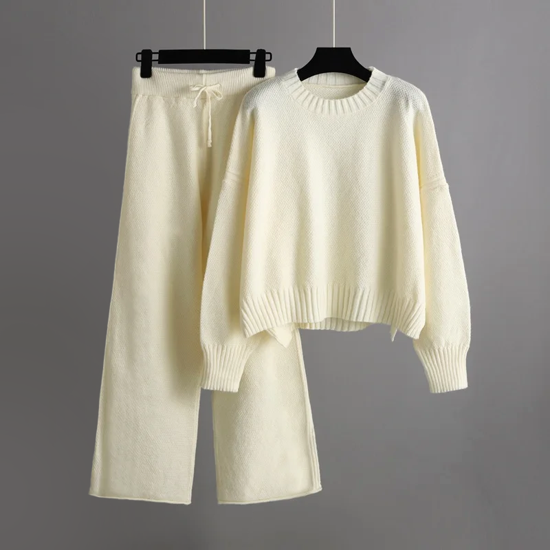Soft Knit Relaxed Wide-Leg Loungewear Set