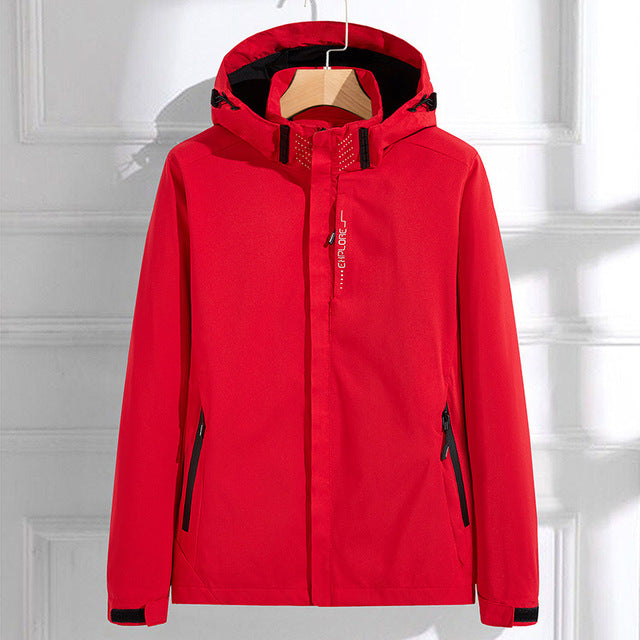 Water-Resistant Hooded Zippered Rain Jacket
