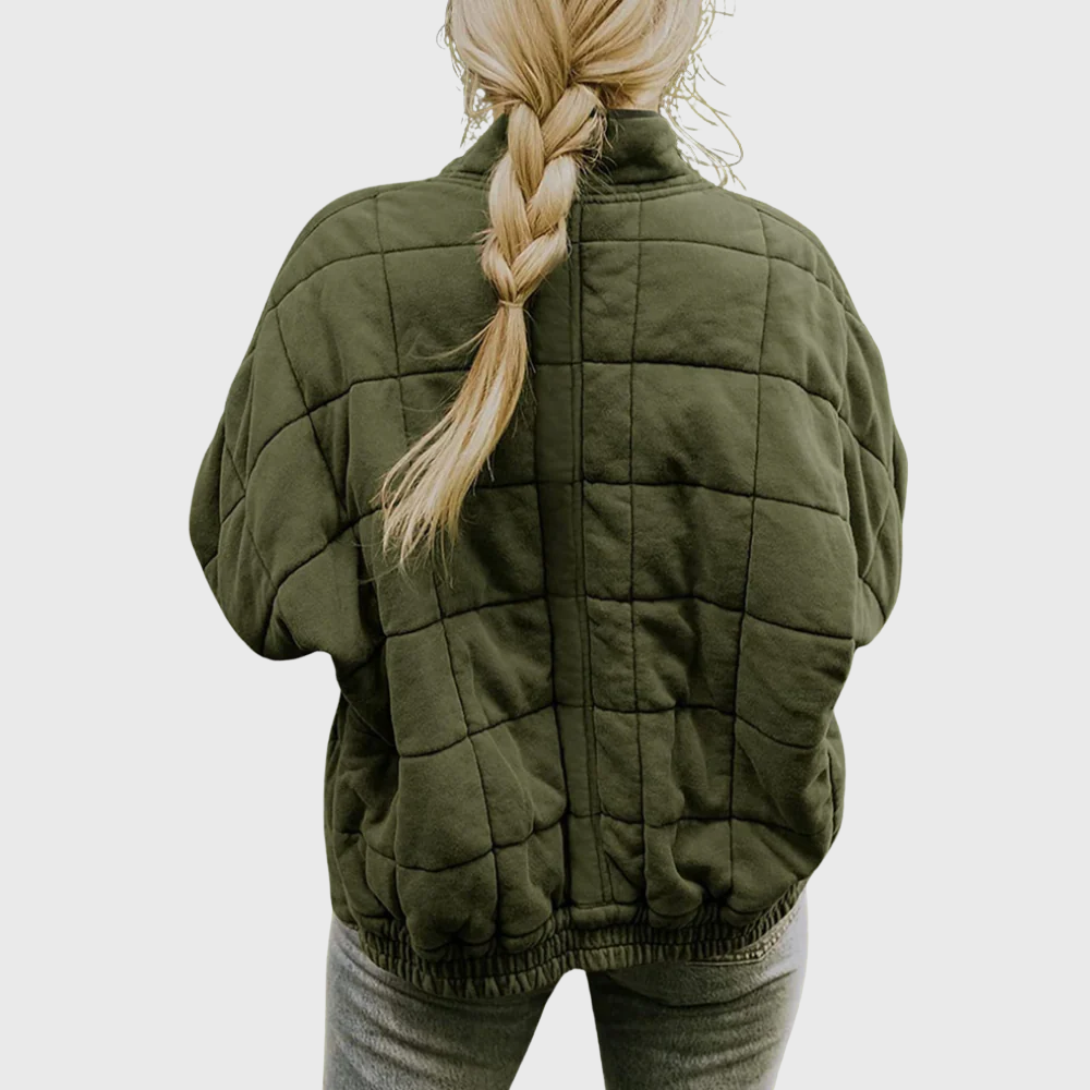 Emily Fleece Quilted Jacket | Oversized Stand Collar Jacket