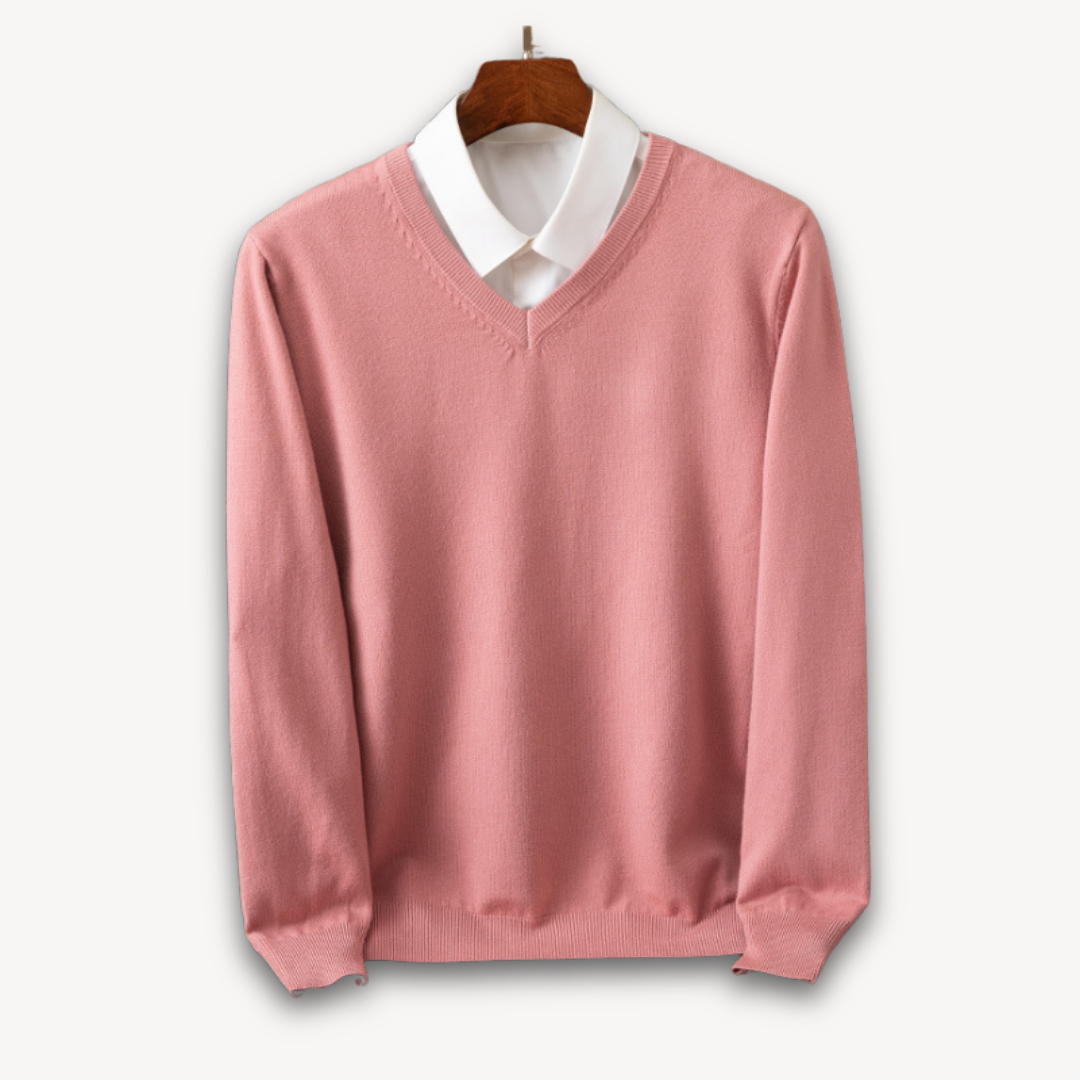 Men's V-neck Sweater – Slim Fit – Soft Knit Quality – Ribbed Edges – Versatile Style