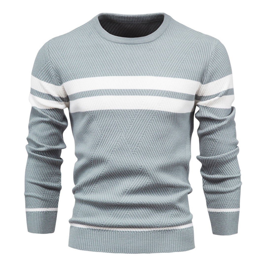 Slim Fit Striped Ribbed Knit Sweater