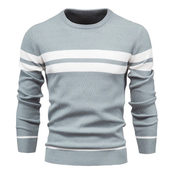 Slim Fit Striped Ribbed Knit Sweater
