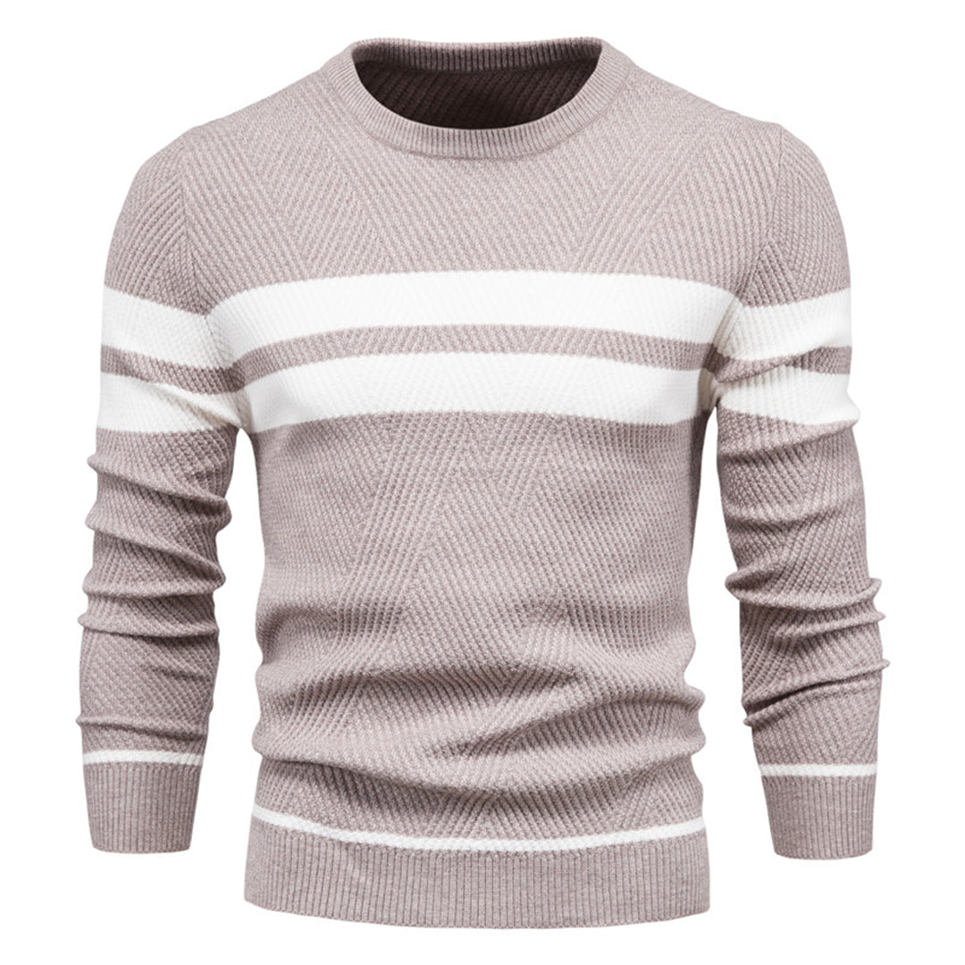 Slim Fit Striped Ribbed Knit Sweater